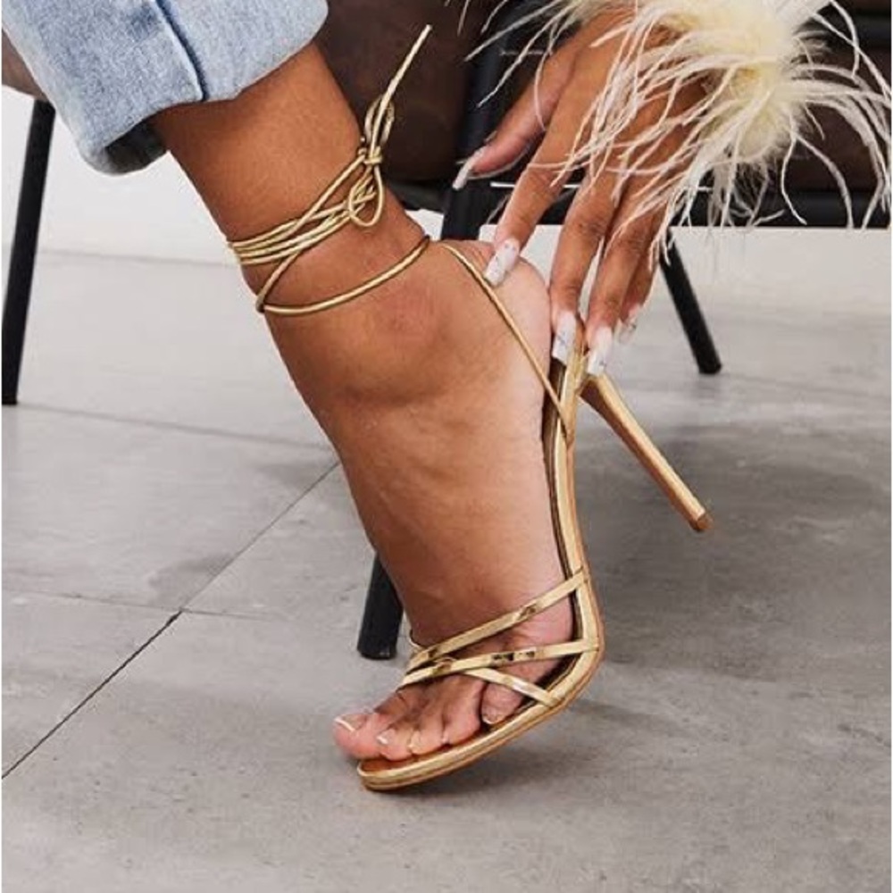Strappy Gold Heels